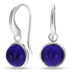 runden blauem Jadestein Ohrringe in Silber - Loom Stones