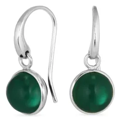 runden dunkelgrüner Bergkristall Ohrringe in Silber - Loom Stones