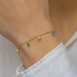 grünem Onyxe Armband aus vergoldetem Sterlingsilber  x   - Loom Stones
