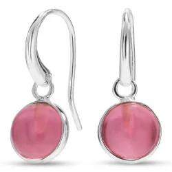 runden pink Turmalin Ohrringe in Silber