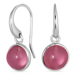 runden pink Bergkristall Ohrringe in Silber