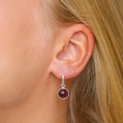 runden rotem Bergkristall  Ohrringe in Silber - Loom Stones