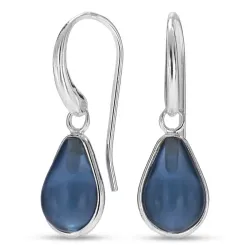 Tropfen dunkelblauem dunkelblauem Bergkristall Ohrringe in Silber - Loom Stones