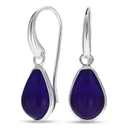 Tropfen blauem Jadestein Ohrringe in Silber - Loom Stones