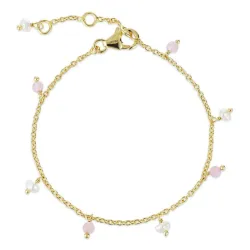 pink Quarz Armband aus vergoldetem Sterlingsilber  x   - Loom Stones