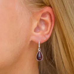 Tropfen rotem Bergkristall  Ohrringe in Silber - Loom Stones