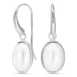 Tropfen weißen Perle Ohrringe in Silber