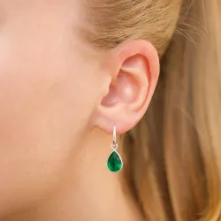 Tropfen dunkelgrüner Bergkristall Ohrringe in Silber - Loom Stones