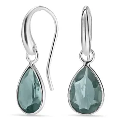Tropfen Aqua Bergkristall Ohrringe in Silber