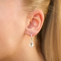 Tropfen hellgrünem Bergkristall Ohrringe in Silber