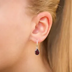 Tropfen Granat Ohrringe in Silber - Loom Stones