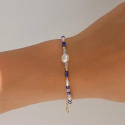 blauem Armband aus vergoldetem Sterlingsilber - Loom Stones
