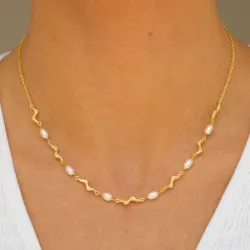 Perle Halskette aus vergoldetem Sterlingsilber