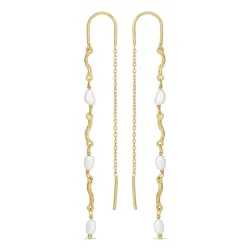 lange Perle ketten ohrringe in vergoldetem Sterlingsilber