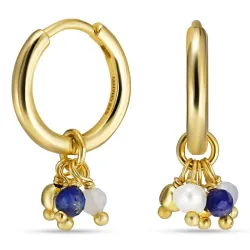 lange blauem Kreole in vergoldetem Sterlingsilber - Loom Stones