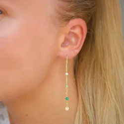 lange grünen ketten ohrringe in vergoldetem Sterlingsilber - Loom Stones