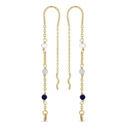 lange blauem ketten ohrringe in vergoldetem Sterlingsilber