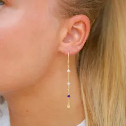 lange blauem ketten ohrringe in vergoldetem Sterlingsilber