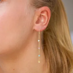 lange mehrfarbigen ketten ohrringe in vergoldetem Sterlingsilber - Loom Stones