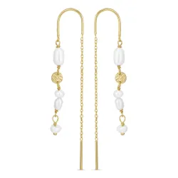 lange Perle ketten ohrringe in vergoldetem Silber