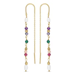 lange mehrfarbigen ketten ohrringe in vergoldetem Silber - Loom Stones