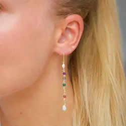 lange mehrfarbigen ketten ohrringe in vergoldetem Silber - Loom Stones