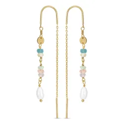 lange mehrfarbigen ketten ohrringe in vergoldetem Sterlingsilber