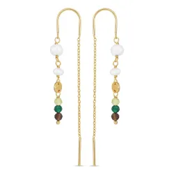 lange grünen ketten ohrringe in vergoldetem Sterlingsilber - Loom Stones