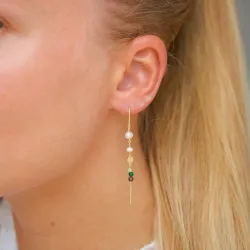 lange grünen ketten ohrringe in vergoldetem Sterlingsilber - Loom Stones