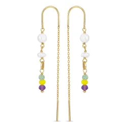 lange gelbe ketten ohrringe in vergoldetem Silber