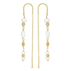 lange Perle ketten ohrringe in vergoldetem Silber