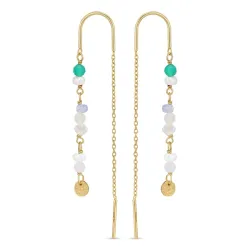 lange grünen ketten ohrringe in vergoldetem Silber