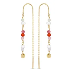 lange rosa ketten ohrringe in vergoldetem Silber