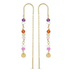 lange mehrfarbigen ketten ohrringe in vergoldetem Silber