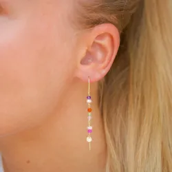 lange mehrfarbigen ketten ohrringe in vergoldetem Silber