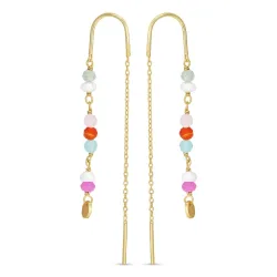 lange mehrfarbigen ketten ohrringe in vergoldetem Silber - Loom Stones