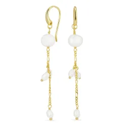 lange Perle ketten ohrringe in vergoldetem Silber