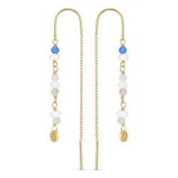 lange blauem ketten ohrringe in vergoldetem Silber - Loom Stones