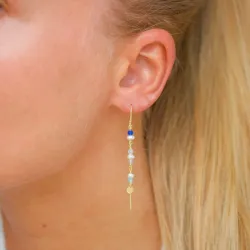 lange blauem ketten ohrringe in vergoldetem Silber - Loom Stones