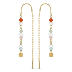 lange mehrfarbigen ketten ohrringe in vergoldetem Silber - Loom Stones