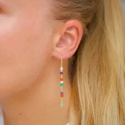 lange mehrfarbigen ketten ohrringe in vergoldetem Silber - Loom Stones