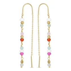 lange mehrfarbigen ketten ohrringe in vergoldetem Silber - Loom Stones