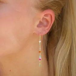 lange mehrfarbigen ketten ohrringe in vergoldetem Silber - Loom Stones