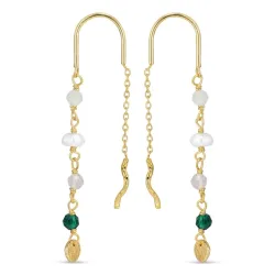 lange grünen ketten ohrringe in vergoldetem Silber - Loom Stones