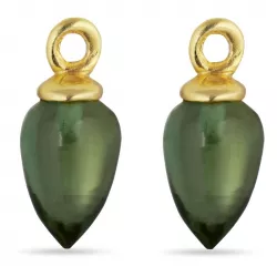 grünem Bergkristall Anhänger für Ohrringe in vergoldetem Silber
