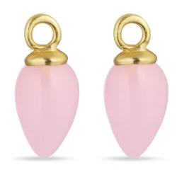 rose Bergkristall Anhänger für Ohrringe in vergoldetem Silber - Mix & Match