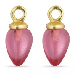 pink Bergkristall Anhänger für Ohrringe in vergoldetem Silber