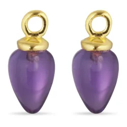 violettem Bergkristall Anhänger für Ohrringe in vergoldetem Silber - Mix & Match