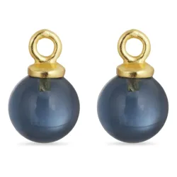 8 mm dunkelblauem Bergkristall Anhänger für Ohrringe in vergoldetem Silber - Mix & Match