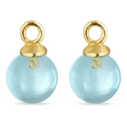 8 mm blauem Bergkristall Anhänger für Ohrringe in vergoldetem Silber - Mix & Match